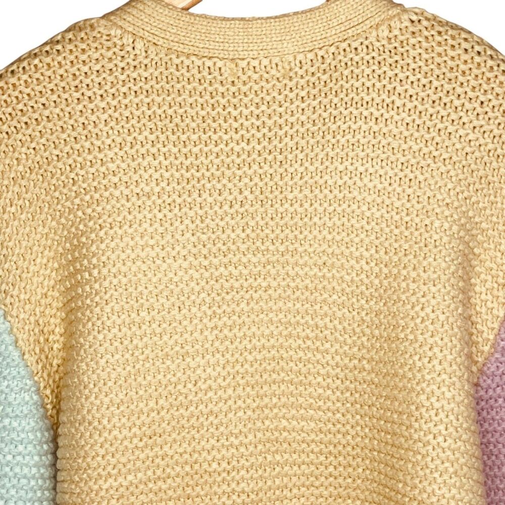 For Love & Lemons x Revolve Kerry Cropped V Neck Colorblock Cardigan Size S NWT - Picture 12 of 14